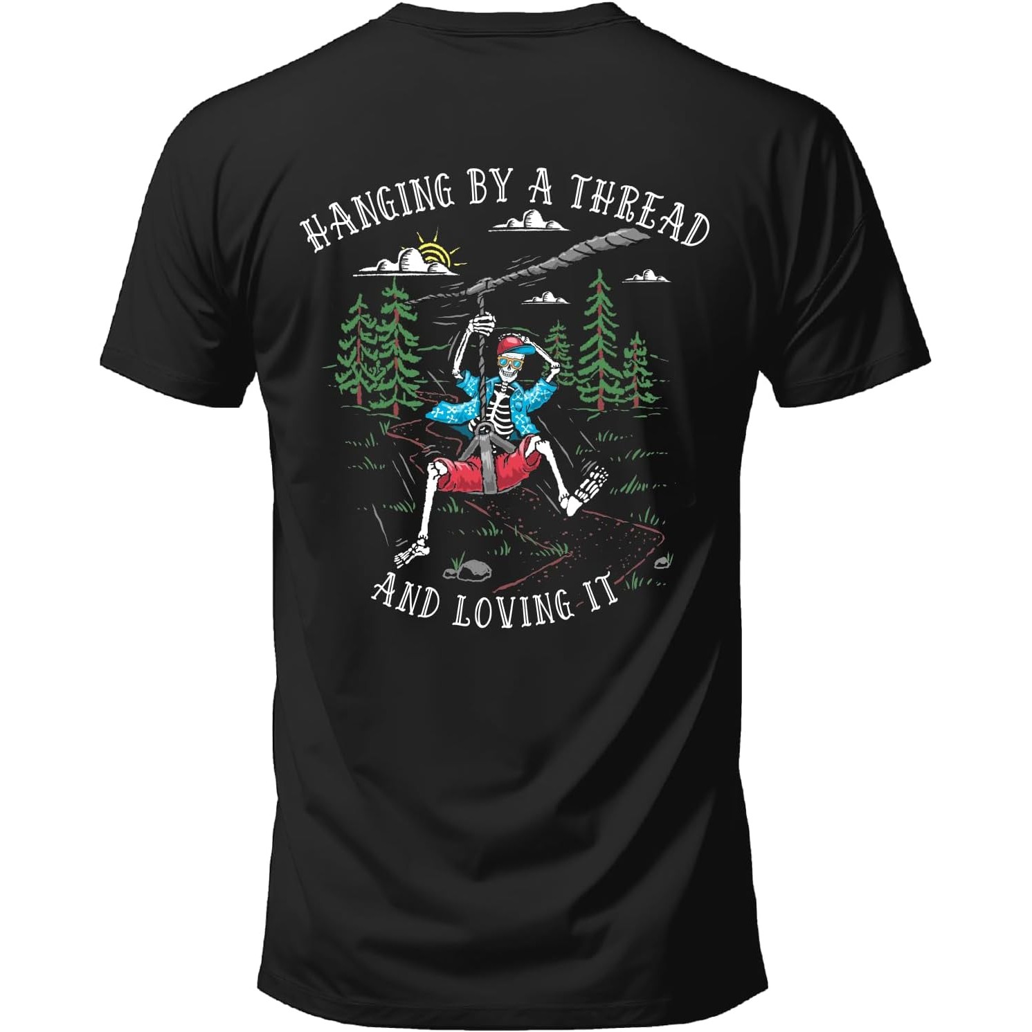 Outdoor Adventure Zipline - Camiseta masculina com estampa de esqueleto