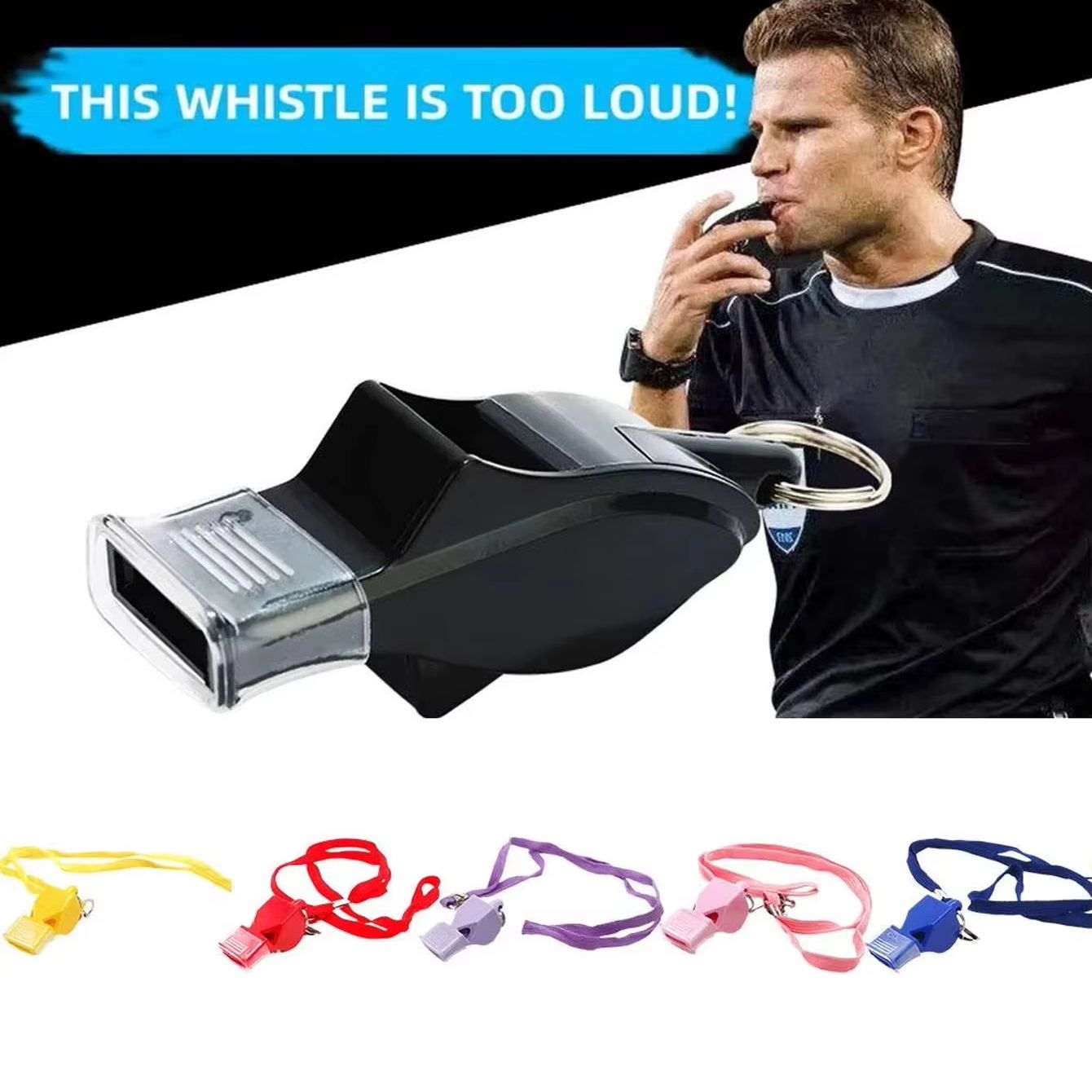 Emergency Whistle Pea - 1 apito esportivo profissional com cordão,