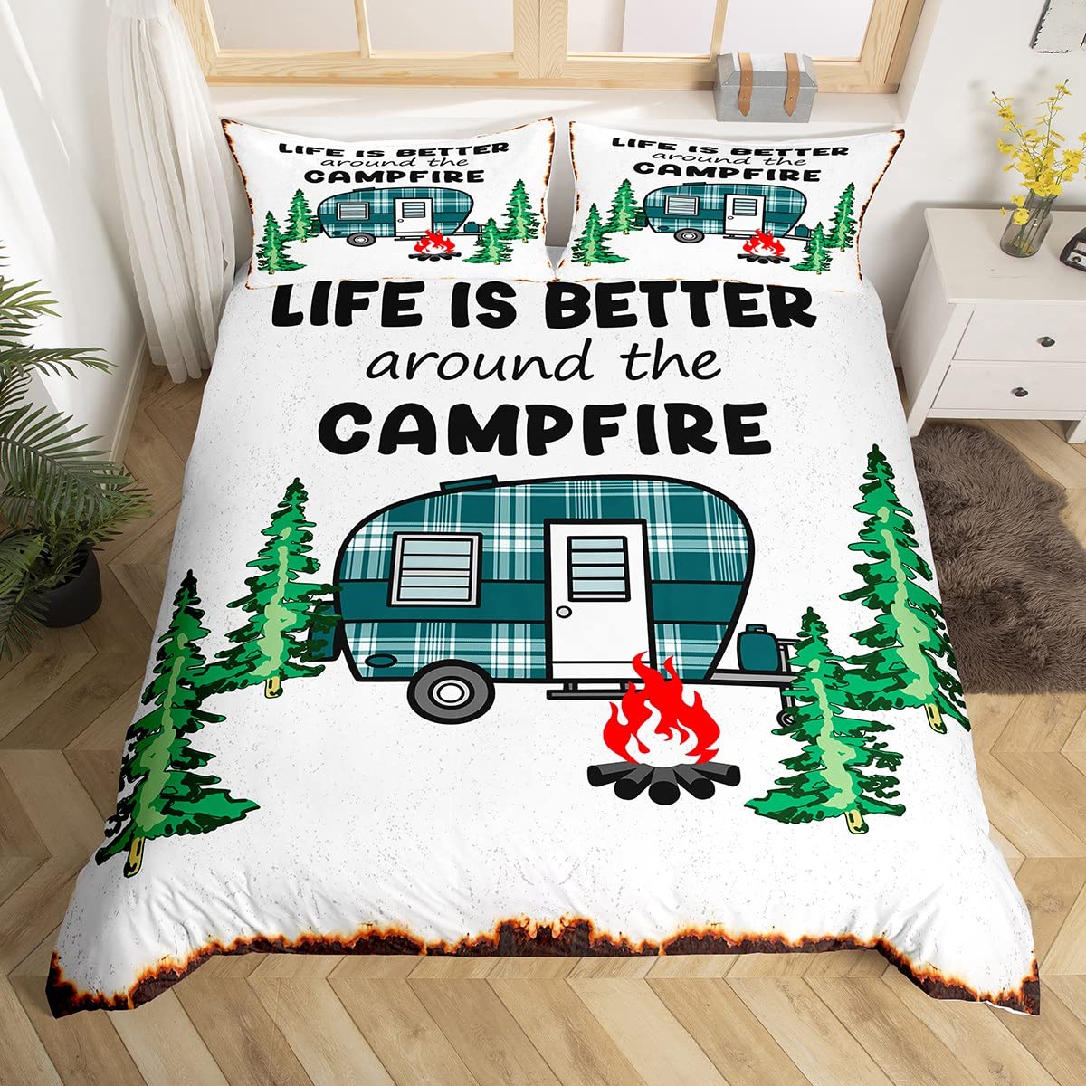 Camping Camper Bedding Set, Ha - Outdoor Adventure Quilt avaliação e preço
